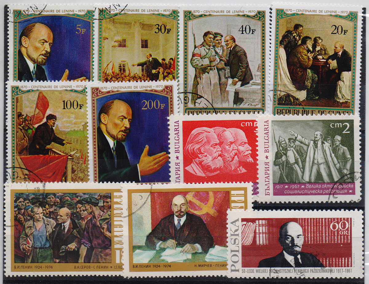 Комплект из 12 марок Ленин на картинах и плакатах СССР. Польша, Болгария, Гвинея. 1967 годМКСПБ 39-2016.21 Комплект из 12 марок Ленин на картинах и плакатах СССР. Польша, Болгария, Гвинея. 1967 годМКСПБ 39-2016.21Комплект из 12 марок Ленин на картинах и плакатах СССР. Польша, Болгария, Гвинея. 1967 год. Размер марок: 2.7 х 5.5 см, 3.5 х 4 см и 3.5 х 5 см. Сохранность хорошая.