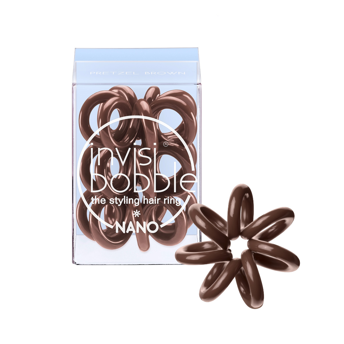 Invisibobble Резинка для волос Nano Pretzel Brown3049 Invisibobble Резинка для волос Nano Pretzel Brown3049Оттенок invsibobble pretzel brown из коллекции NANO идеально подойдет для темноволосых девушек и позволит создать безупречный образ! Коллекция invisibobble NANO создана специально для создания причёсок! Резиночки invisibobble NANO гораздо меньше в размере, чем invisibobble ORIGINAL, тем самым они идеально подходят для создания самых разнообразных причёсок, а также для детских волос. Резинки подходят для всех типов волос, надежно фиксируют причёску, не оставляют заломов и не вызывают головную боль благодаря неравномерному распределению давления на волосы. Кроме того, они не намокают и не вызывают аллергию при контакте с кожей, поскольку изготовлены из искусственной смолы.