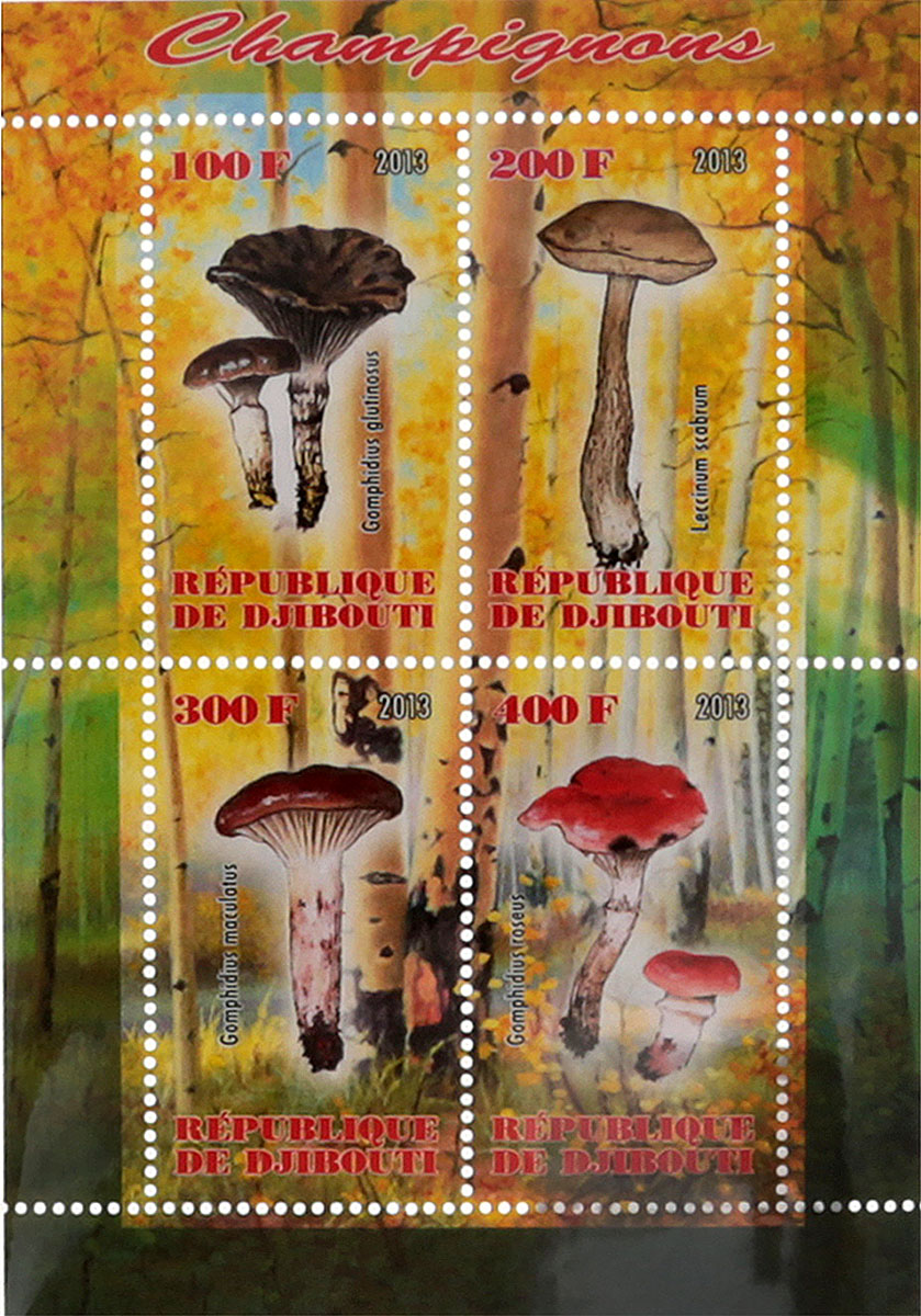 Почтовый блок в 4 марки Грибы - 1. Джибути, 2013 годМКСПБ 41-2016.10 Почтовый блок в 4 марки Грибы - 1. Джибути, 2013 годМКСПБ 41-2016.10Почтовый блок в 4 марки Грибы - 1. Джибути, 2013 год. Размер блока: 7.5 х 10.7 см. Размер марок: 2.5 х 4.5 см. Сохранность хорошая.