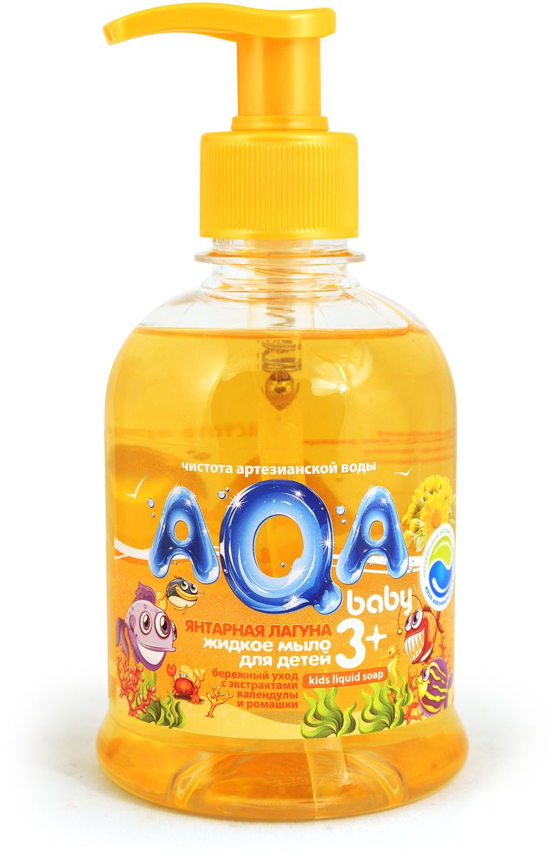 AQA baby Мыло жидкое Янтарная лагуна 300 мл02011203 AQA baby Мыло жидкое Янтарная лагуна 300 мл02011203Жидкое мыло для детей Янтарная лагуна для ежедневной гигиены, сделано на основе воды из артезианского источника. Не сушит кожу, гипоаллергенно, с экстрактом календулы, с экстрактом ромашки. Без парабенов. Товар сертифицирован.