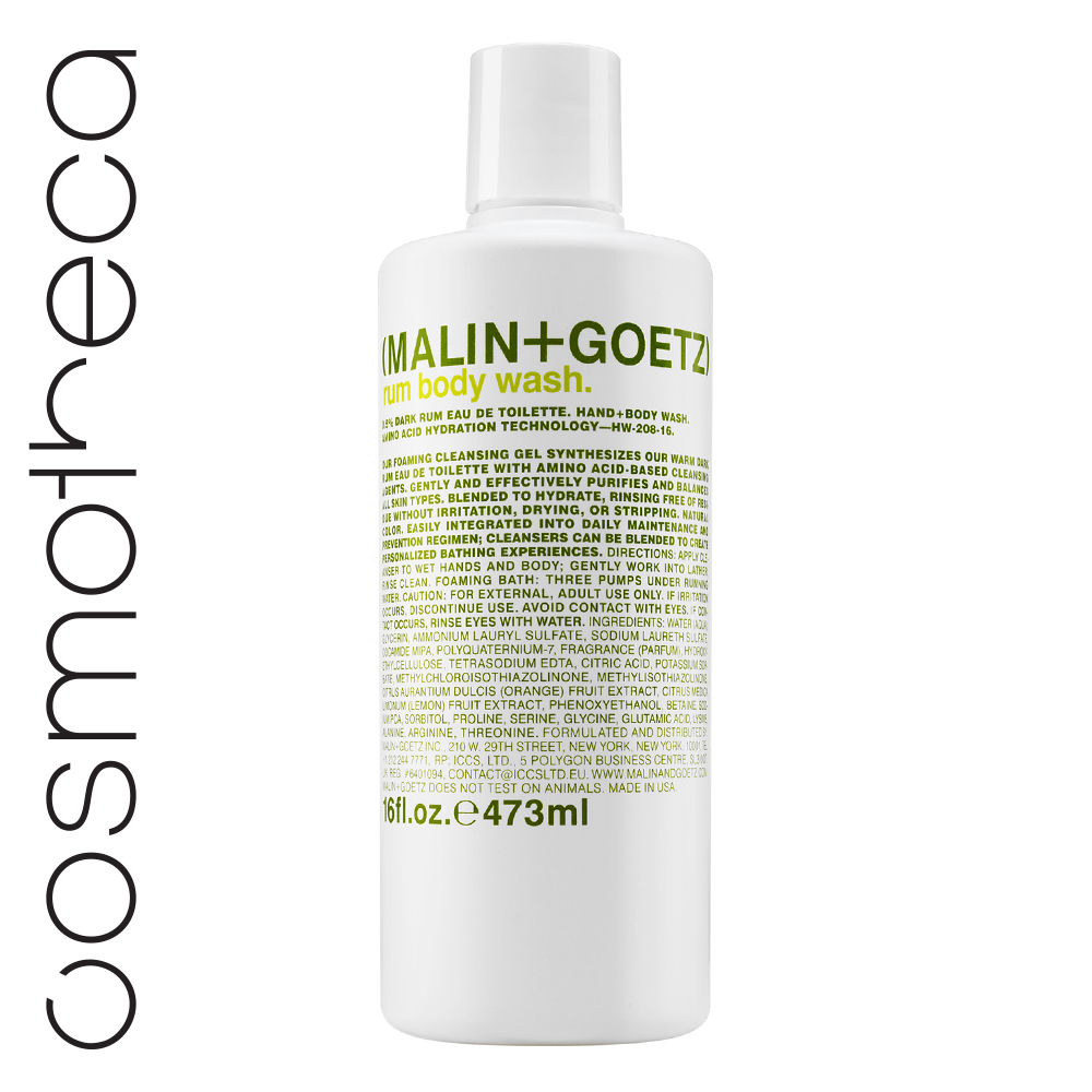 Malin+Goetz Гель для душа Ром 473 млMG144 Malin+Goetz Гель для душа Ром 473 млMG144Увлажняющая формула на основе аминокислот. Мягкие гели бережно очищают кожу, оставляя тонкий аромат. Моющая основа – аммониум лаурил сульфат и содиум лаурет сульфат. Эфирные масла лимона и сладкого апельсина освежают, восстанавливают, повышают эластичность кожи, поднимают настроение.