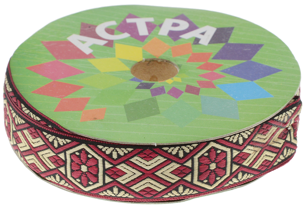 Тесьма декоративная Астра, цвет: бордовый, ширина 3 см, длина 16,4 м. 77033187703318 Тесьма декоративная Астра, цвет: бордовый, ширина 3 см, длина 16,4 м. 77033187703318Декоративная тесьма Астра выполнена из текстиля и оформлена оригинальным орнаментом. Такая тесьма идеально подойдет для оформления различных творческих работ таких, как скрапбукинг, аппликация, декор коробок и открыток и многое другое. Тесьма наивысшего качества и практична в использовании. Она станет незаменимым элементом в создании рукотворного шедевра. Ширина: 3 см. Длина: 16,4 м.
