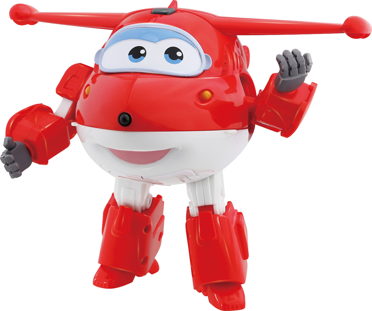 Super Wings Трансформер Джетт YW710310YW710310 Super Wings Трансформер Джетт YW710310YW710310Игрушка-трансформер со звуковыми и световыми эффектами Джетт надолго займет внимание вашего ребенка. Игрушка выполнена из безопасного пластика в виде самолета по имени Джетт, полностью повторяющего персонажа популярного мультсериала «Super Wings». Джетт - это маленький реактивный самолет, который доставляет посылки детям по всей планете. По желанию ваш малыш сможет перестроить самолетик в робота, тогда получится другая озвученная игрушка. Полученный робот может произносить несколько забавных фраз. Теперь ваш малыш может придумывать для него приключения и разыгрывать полюбившиеся моменты из мультика, а светящиеся лампочки на корпусе самолета сделают игру реалистичной. Эта игрушка непременно понравится вашему ребенку, ведь она развивает любознательность, пространственное мышление, логику и мелкую моторику рук. Необходимы 2 батарейки типа AA(входят в комплект).