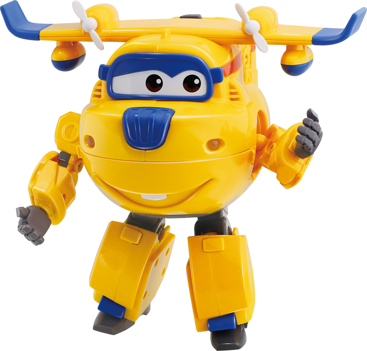Super Wings Трансформер Донни YW710320YW710320 Super Wings Трансформер Донни YW710320YW710320Игрушка-трансформер со звуковыми и световыми эффектами Донни надолго займет внимание вашего ребенка. Игрушка выполнена из безопасного пластика в виде самолета по имени Донни, полностью повторяющего персонажа популярного мультсериала «Super Wings». Донни отличается некоторой застенчивостью, но это не мешает ему быть мастером на все руки и приходить на помощь друзьям в самых сложных ситуациях. По желанию ваш малыш сможет перестроить самолетик в робота, тогда получится другая озвученная игрушка. Полученный робот может произносить несколько забавных фраз. Теперь ваш малыш может придумывать для него приключения и разыгрывать полюбившиеся моменты из мультика, а светящиеся лампочки на корпусе самолета сделают игру реалистичной. Эта игрушка непременно понравится вашему ребенку, ведь она развивает любознательность, пространственное мышление, логику и мелкую моторику рук. Необходимы 2 батарейки типа AA(входят в комплект).