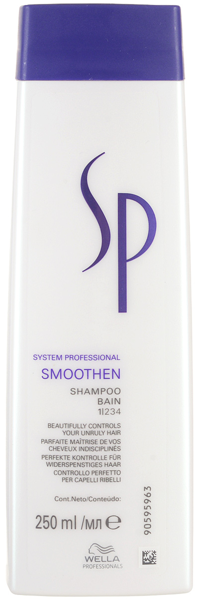 Wella SP Шампунь для гладкости волос Smoothen Shampoo, 250 мл81387555 Wella SP Шампунь для гладкости волос Smoothen Shampoo, 250 мл81387555Шампунь для гладкости волос Wella SP Smoothen Shampoo имеет в основе активный кашемировый комплекс, для сглаживания непослушных и курчавых волос. Шампунь прекрасно ухаживает за волосами, разглаживает их структуру и поверхность, сохраняя гладкость, эластичность и упругость волос, обеспечивая им эффективную защиту от чрезмерной влаги. Активный кашемировый комплекс питает и разглаживает волосы, придает им шелковистость, способствует блеску, восстановлению структуры волокон, защищая от негативных влияний внешней среды. Рекомендуется для всех типов, от слегка поврежденных и нормальных до сильных волос.