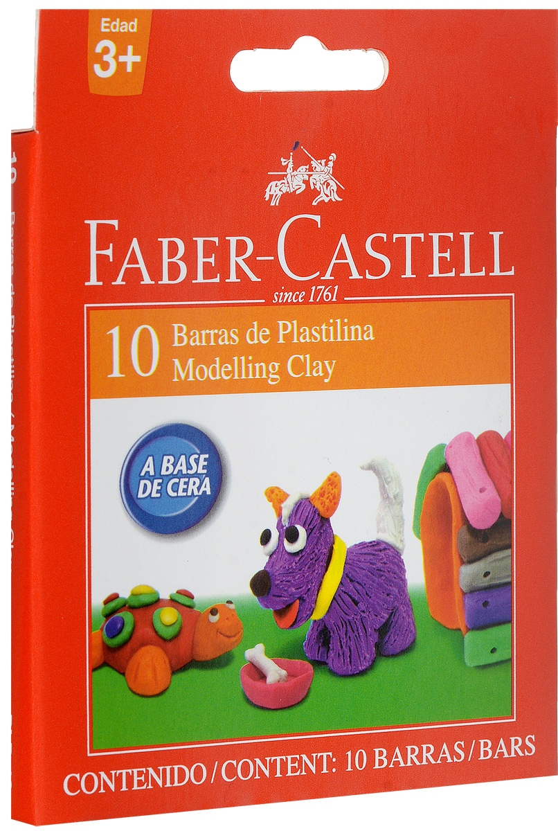 Faber-Castell Пластилин 10 цветов120810 Faber-Castell Пластилин 10 цветов120810В наборе Faber-Castell находится 10 брусков цветного пластилина. Пластилин обладает яркими цветами, безопасен при использовании, изготовлен на масляной основе, имеет мягкую и эластичную фактуру, не прилипает к рукам и не крошится. Набор пластилина откроет юным художникам новые горизонты для творчества, поможет отлично развить мелкую моторику рук, цветовое восприятие, фантазию и воображение.