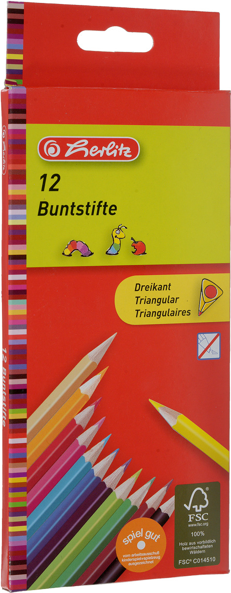 Herlitz Набор цветных карандашей Buntstifte 12 шт10412021 Herlitz Набор цветных карандашей Buntstifte 12 шт10412021Набор цветных карандашей Herlitz Buntstifte поможет создать чудные картины вашему юному художнику. Мягкий грифель легко рисует на бумаге и не царапает ее, устойчив к механическим деформациям и легко затачивается. Трехгранный корпус изготовлен из натуральной древесины и покрыт лаком на водной основе. В набор входят 12 карандашей ярких и насыщенных цветов. С таким набором карандашей от Herlitz будет интересно рисовать не только вашему малышу, но и вам.