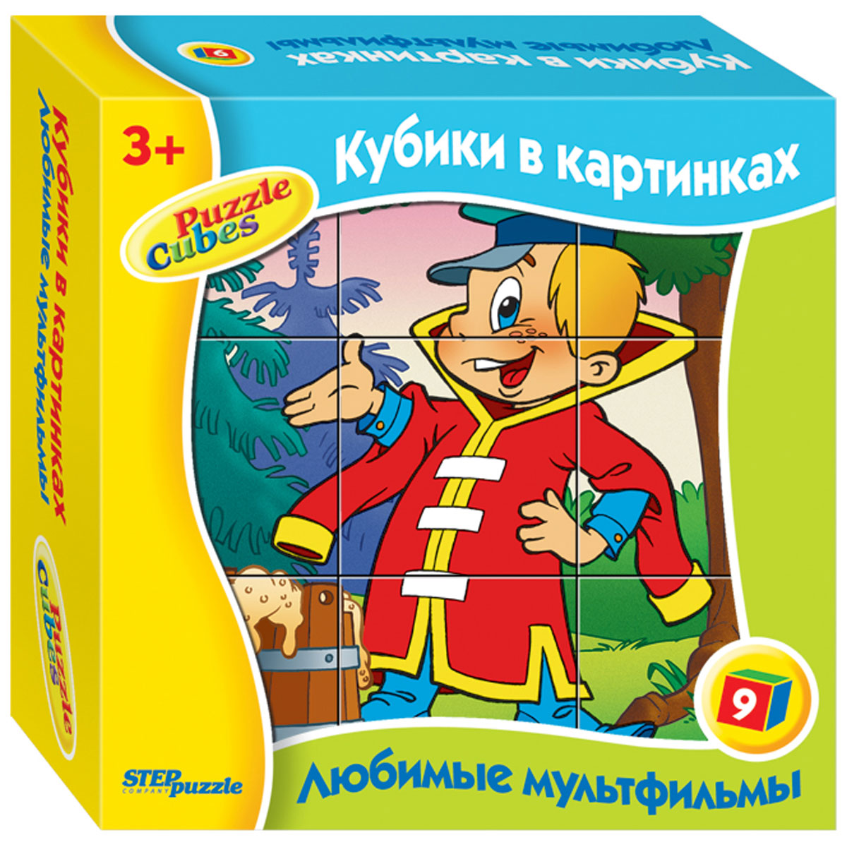 Step Puzzle Кубики Вовка в Тридевятом царстве87313 Step Puzzle Кубики Вовка в Тридевятом царстве87313С помощью кубиков Step Puzzle Вовка в Тридевятом царстве ребенок сможет собрать целых шесть красочных картинок с героями из любимых мультфильмов. Игра с кубиками развивает зрительное восприятие, наблюдательность, мелкую моторику рук и произвольные движения. Ребенок научится складывать целостный образ из частей, определять недостающие детали изображения. Это прекрасный комплект для развлечения и времяпрепровождения с пользой для малыша.
