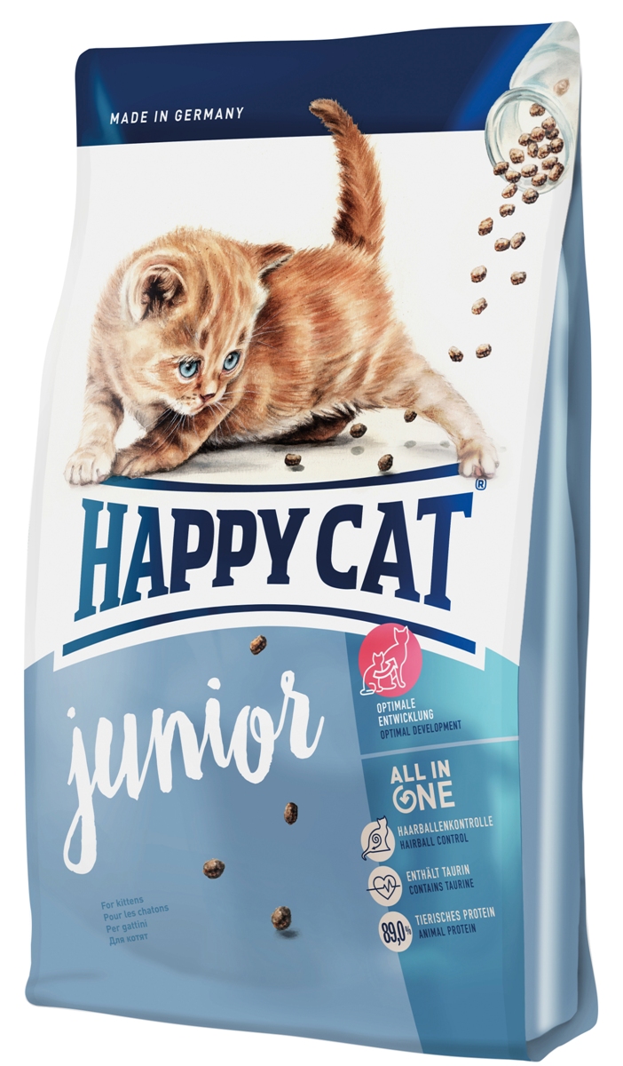 Корм сухой Happy Cat Supreme Junior для котят, 10 кг70184 Корм сухой Happy Cat Supreme Junior для котят, 10 кг70184Сухой корм Happy Cat Supreme Junior - производится на основе многообразной и натуральной рецептуры. Данный корм изготовлен из ценной птицы и лосося и тем самым имеет высокое содержание животного белка, которые составляют минимум 89% из общего содержания протеина, что является важным фактором эволюции из бедокура в сильную кошку. Котятам требуется особенно качественное питание как залог долгой и активной жизни. Для гармоничного роста крайне важен сбалансированный корм, который содержит все необходимое. Состав: птица (29%), кукурузная мука, птичий жир, мясопродукты, рисовая мука, картофельные хлопья, лосось (3,5%), клетчатка, свекольная пульпа, хлорид натрия, сухое цельное яйцо, дрожжи, яблочная пульпа (0,4%), хлорид калия, морские водоросли (0,2%), семя льна (0,2%), Юкка Шидигера (0,04%), корень цикория (0,04%), дрожжи (экстрагированные), расторопша, артишок, одуванчик, имбирь, березовый лист, крапива, ромашка, кориандр, розмарин,...