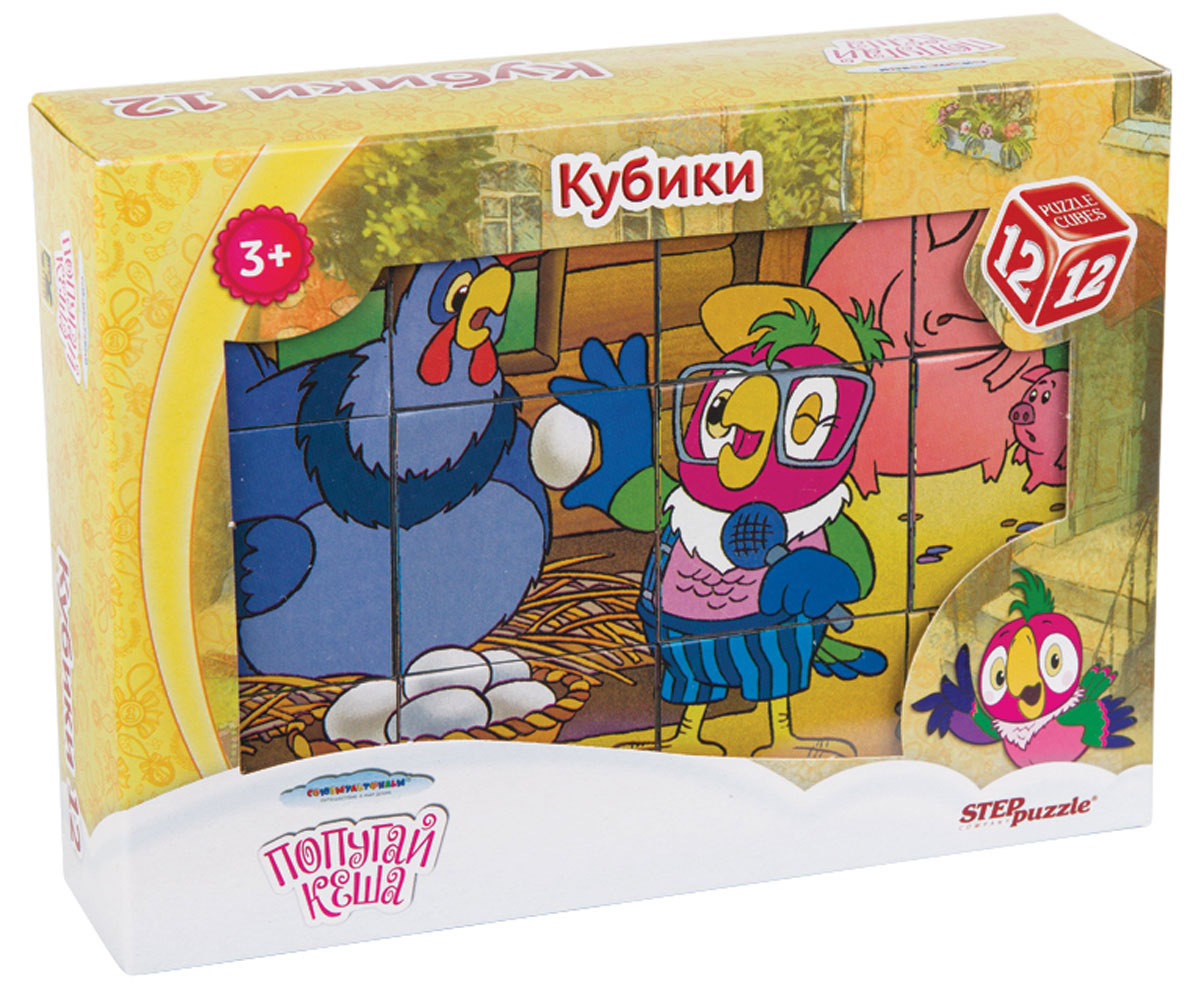 Step Puzzle Кубики Попугай Кеша в деревне87344 Step Puzzle Кубики Попугай Кеша в деревне87344С помощью кубиков Step Puzzle Попугай Кеша в деревне ребенок сможет собрать целых шесть красочных картинок с любимыми героями мультфильма Возвращение блудного попугая. Наборы из 12 кубиков - для тех, кто освоил навык сборки картинки из 9 кубиков. Заложенный дидактический принцип От простого к сложному позволит ребёнку поверить свои силы. А герои популярных мультфильмов сделают кубики любимой игрушкой. Игра с кубиками развивает зрительное восприятие, наблюдательность, мелкую моторику рук и произвольные движения. Ребенок научится складывать целостный образ из частей, определять недостающие детали изображения. Это прекрасный комплект для развлечения и времяпрепровождения с пользой для малыша.