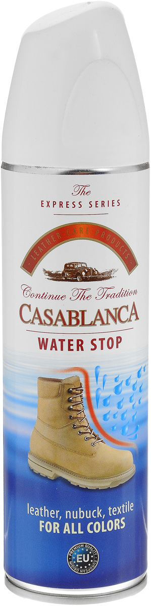 Спрей водоотталкивающий Casablanca 250мл1307 Спрей водоотталкивающий Casablanca 250мл1307Защищает от воды, соли и реагентов кожу, брезент, замшу, нубук а так же изделия из других материалов. Очищает, сохраняет сухой и хороший внешний вид обуви. Создает тонкую пленку на изделии, защищающую от воздействия окружающей среды.