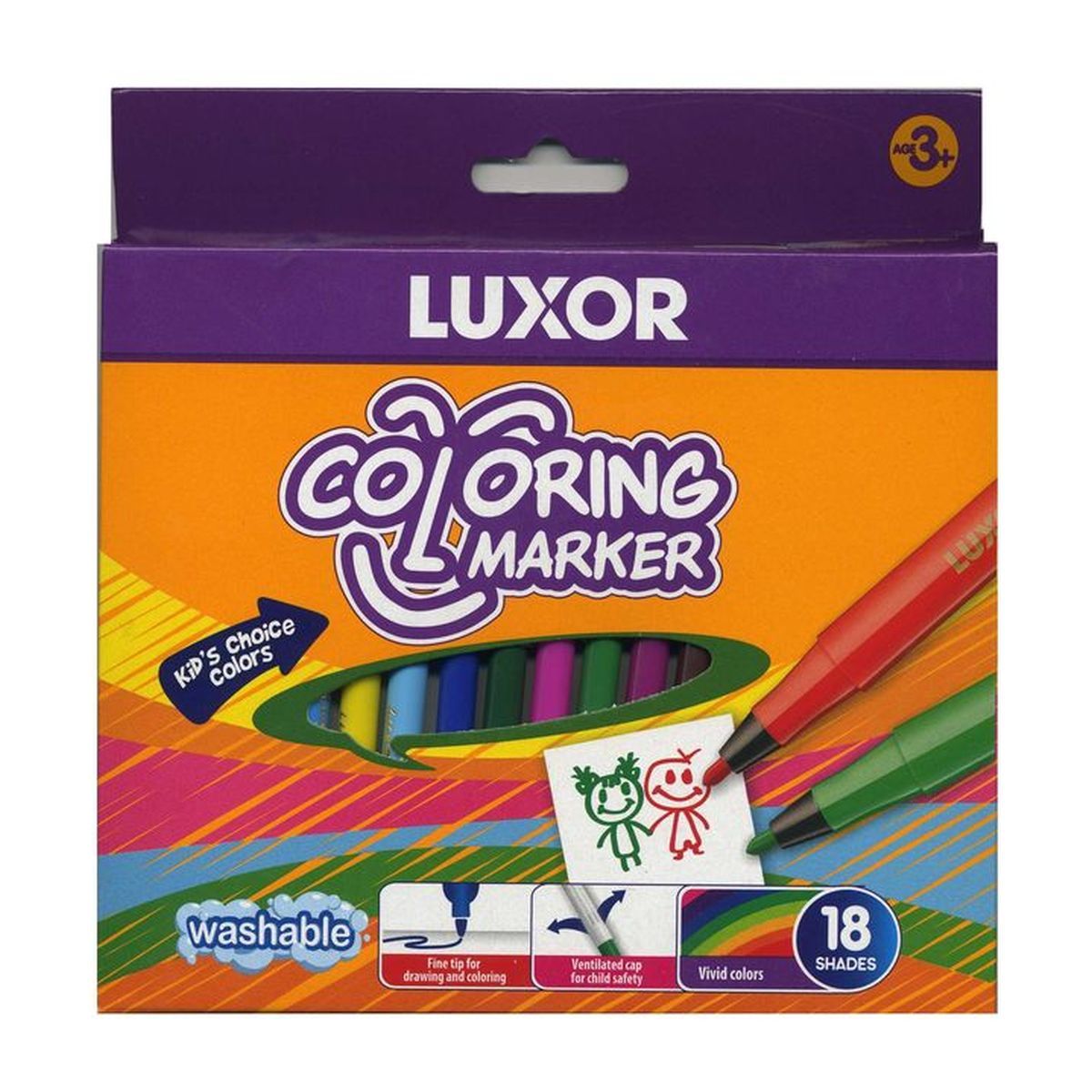Luxor Набор фломастеров 18 шт6101/18B Luxor Набор фломастеров 18 шт6101/18BЯркий и практичный набор фломастеров Luxor с продуманной палитрой цветов, непременно понравится вашему юному художнику. Корпус из пластика предохраняет чернила от преждевременного высыхания, гарантирует длительный срок службы. Фломастеры подходят как для рисования, так и для письма. Толщина линии 0,8 мм. Набор содержит 18 фломастеров ярких насыщенных цветов.