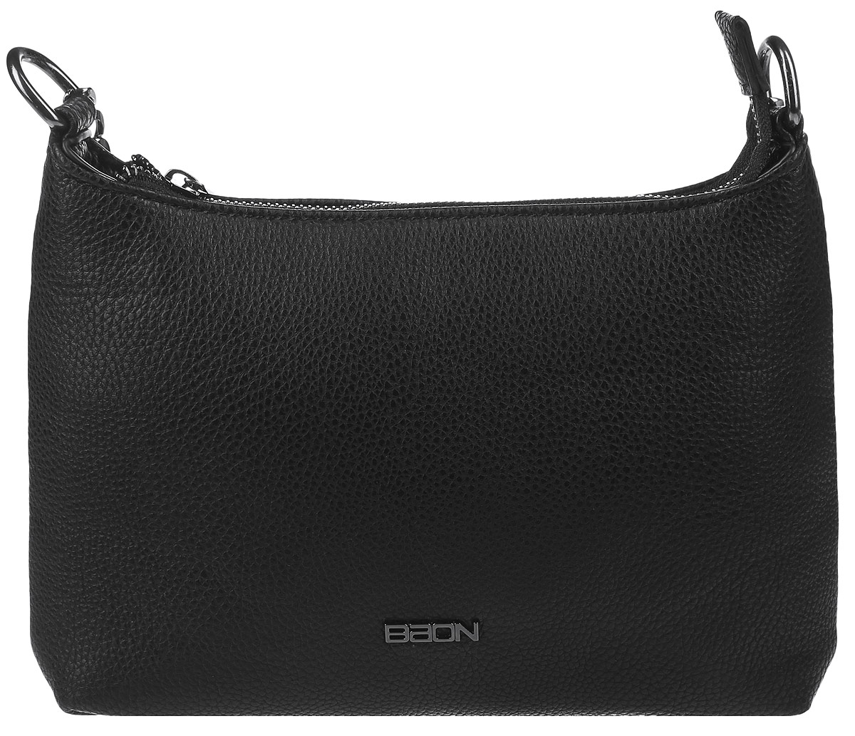 Сумка женская Baon, цвет: черный. B376505B376505_BLACK Сумка женская Baon, цвет: черный. B376505B376505_BLACKПрактичная и изящная сумка Baon выполнена из искусственной кожи с зернистой фактурой и закрывается на застежку-молнию. Изделие декорировано серебристой фурнитурой и яркой подкладкой из полиэстера с восточным принтом. Внутренний объем позволяет вместить в аксессуар все необходимое. Модель имеет одно основное отделение. Внутри имеются два накладных кармашка для телефона и прочих мелочей и один прорезной карман на застежке-молнии. Сумка оснащена плечевым ремнем, который выполнен из серебристой цепочки и искусственной кожи и регулируется по длине. Лаконичный цвет и простая форма помогут этой сумочке вписаться даже в самый сложный и продуманный гардероб. Сумка Baon - идеальный аксессуар вне моды и трендов.