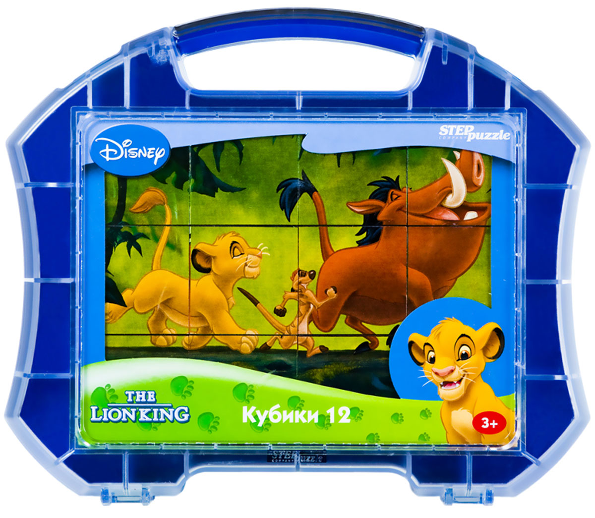 Step Puzzle Кубики Король Лев в чемоданчике87103 Step Puzzle Кубики Король Лев в чемоданчике87103С помощью кубиков Step Puzzle ребенок сможет собрать целых шесть красочных картинок с любимыми героями мультфильма Король Лев. Наборы из 12 кубиков - для тех, кто освоил навык сборки картинки из 9 кубиков. Заложенный дидактический принцип От простого к сложному позволит ребёнку поверить свои силы. А герои популярных мультфильмов сделают кубики любимой игрушкой. Игра с кубиками развивает зрительное восприятие, наблюдательность, мелкую моторику рук и произвольные движения. Ребенок научится складывать целостный образ из частей, определять недостающие детали изображения. Это прекрасный комплект для развлечения и времяпрепровождения с пользой для малыша.