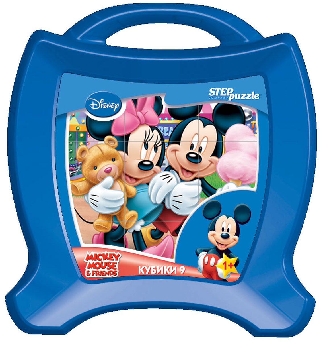 Step Puzzle Кубики Микки Маус в чемоданчике 9 шт87113 Step Puzzle Кубики Микки Маус в чемоданчике 9 шт87113С помощью кубиков Step Puzzle Микки Маус ребенок сможет собрать целых шесть красочных картинок с любимыми героями мультсериала о Микки Маусе и его друзьях. Игра с кубиками развивает зрительное восприятие, наблюдательность, мелкую моторику рук и произвольные движения. Ребенок научится складывать целостный образ из частей, определять недостающие детали изображения. Это прекрасный комплект для развлечения и времяпрепровождения с пользой для малыша.
