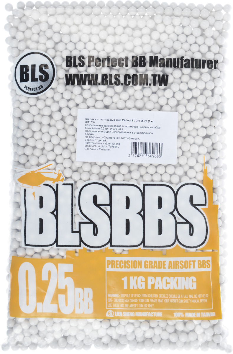 Шарики пластиковые BLS Perfect, 6 мм х 0,25 г, 1 кг01139 Шарики пластиковые BLS Perfect, 6 мм х 0,25 г, 1 кг01139Высококачественные шарики BLS Perfect предназначены для использования в профессиональнос трайкбольном оружии. Выполнены из прочного пластика. В упаковке 4000 шариков. Диаметр шариков: 6 мм. Вес шариков: 0,25 г.