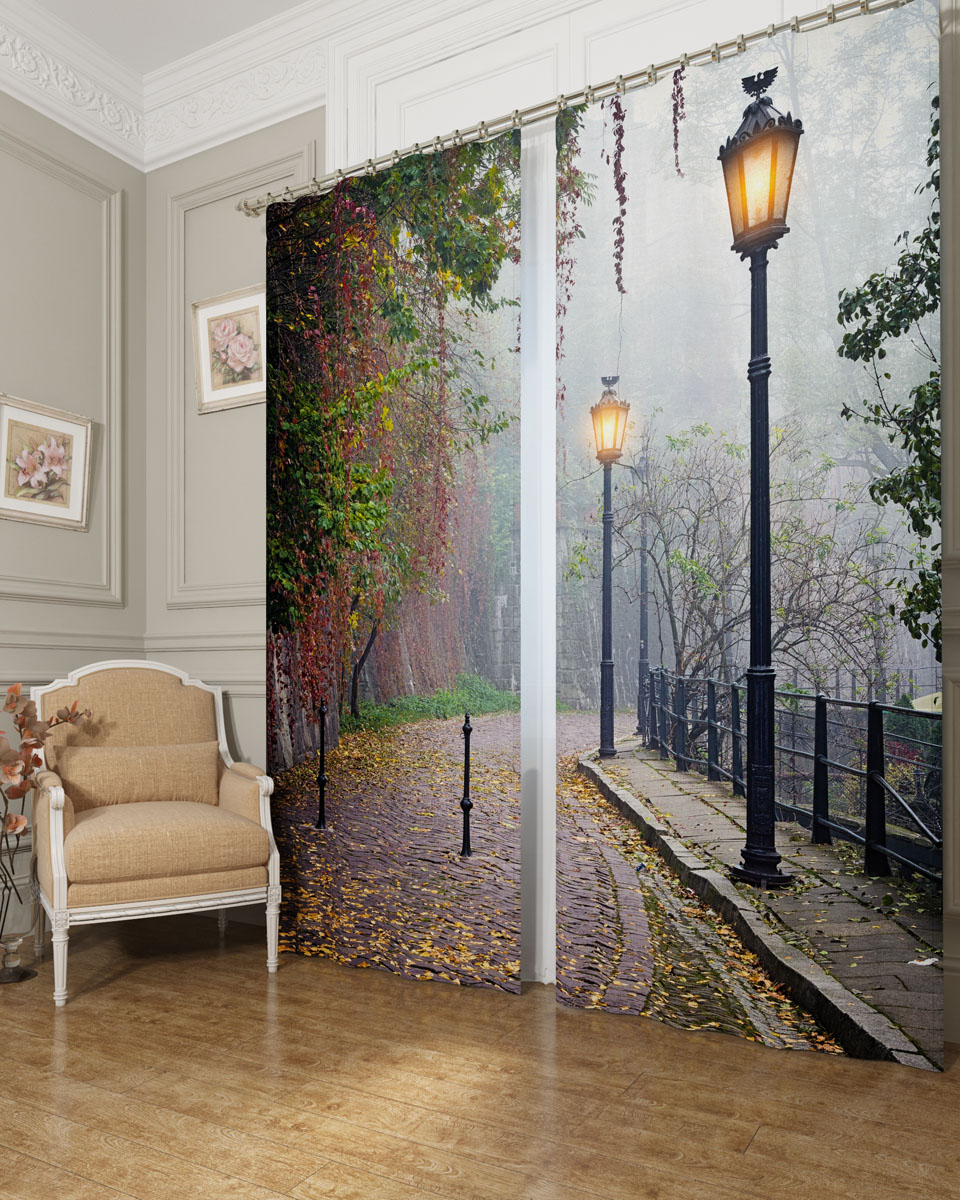 Комплект фотоштор Сирень Улица. Фонари, на ленте, высота 260 см. 02913-ФШ-БЛ-00102913-ФШ-БЛ-001 Комплект фотоштор Сирень Улица. Фонари, на ленте, высота 260 см. 02913-ФШ-БЛ-00102913-ФШ-БЛ-001Фотошторы Сирень Улица. Фонари, выполненные из блэкаута, отлично дополнят украшение любого интерьера. Блэкаут - это трехслойная светонепроницаемая ткань - 100% полиэстер, по структуре напоминает плотный хлопок, очень мягкий,с небольшим сероватым оттенком из-за черной нити, входящей в состав ткани. Блэкаут не требует особого ухода, хорошо драпируется. Пропускает солнечные лучи не более 5%. Крепление на карниз при помощи шторной ленты на крючки. В комплекте 2 шторы. Ширина одного полотна: 145 см. Высота штор: 260 см. Рекомендации по уходу: стирка при 30 градусах, гладить при температуре до 110 градусов. Изображение на мониторе может немного отличаться от реального.