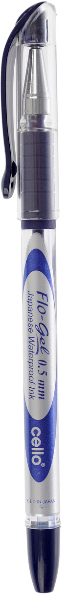 Cello Гелевая ручка Flo Gel синяя306 265020 Cello Гелевая ручка Flo Gel синяя306 265020Гелевая ручка Cello Flo Gel в корпусе из ударопрочного пластика прекрасно подойдет как взрослым, так и детям. Колпачок ручки имеет специальное каучуковое гнездо, который защищает не только пишущий узел, но и каучуковую накладку для пальцев. Игловидный пишущий узел изготовлен с прецизионной точностью. В самой ручке используются японские гелевые чернила.