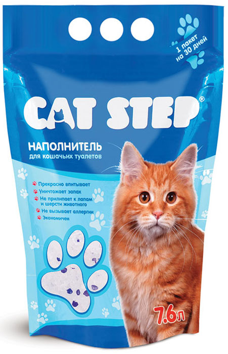 Наполнитель для кошачьего туалета Cat Step, силикагелевый, 7,6 лНК-006 Наполнитель для кошачьего туалета Cat Step, силикагелевый, 7,6 лНК-006Антибактериальный силикагелевый наполнитель для кошачьих туалетов Cat Step обеспечит вашей кошке всегда чистый туалет и устранит неприятный запах. Основные особенности: отлично впитывает, поглощает запах, не ароматизирован, не выделяет пыли, не прилипает к лапам и шерсти животного, не токсичен, экономичен, прост в использовании. Кристаллы наполнителя Cat Step представляют собой коллоидную форму кварца, обладающую уникальными впитывающими способностями. Миллионы микроскопических пор в каждом кристалле наполнителя обеспечивают мгновенное поглощение жидкости и запаха, запирая их внутри. Способ применения: Насыпьте в сухой и чистый туалет наполнитель слоем 3 см. Примерно через четыре недели удалите использованные кристаллы и замените их новой порцией наполнителя. Если у вас две и более кошек, рекомендуется не увеличивать количество наполнителя, а чаще его менять. ...