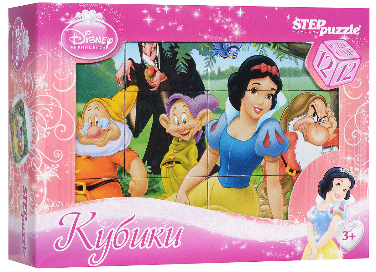 Step Puzzle Кубики Белоснежка87154 Step Puzzle Кубики Белоснежка87154С помощью кубиков Step Puzzle Белоснежка ребенок сможет собрать целых шесть красочных картинок с любимой принцессой Диснея. Наборы из 12 кубиков - для тех, кто освоил навык сборки картинки из 9 кубиков. Заложенный дидактический принцип От простого к сложному позволит ребёнку поверить в свои силы. А герои популярных мультфильмов сделают кубики любимой игрушкой. Игра с кубиками развивает зрительное восприятие, наблюдательность, мелкую моторику рук и произвольные движения. Ребенок научится складывать целостный образ из частей, определять недостающие детали изображения. Это прекрасный комплект для развлечения и времяпрепровождения с пользой для малышки.