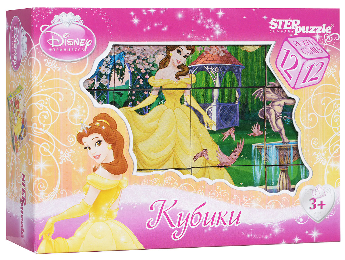Step Puzzle Кубики Белль87151 Step Puzzle Кубики Белль87151С помощью кубиков Step Puzzle Белль ребенок сможет собрать целых шесть красочных картинок с любимой принцессой Диснея. Наборы из 12 кубиков - для тех, кто освоил навык сборки картинки из 9 кубиков. Заложенный дидактический принцип От простого к сложному позволит ребёнку поверить в свои силы. А герои популярных мультфильмов сделают кубики любимой игрушкой. Игра с кубиками развивает зрительное восприятие, наблюдательность, мелкую моторику рук и произвольные движения. Ребенок научится складывать целостный образ из частей, определять недостающие детали изображения. Это прекрасный комплект для развлечения и времяпрепровождения с пользой для малышки.