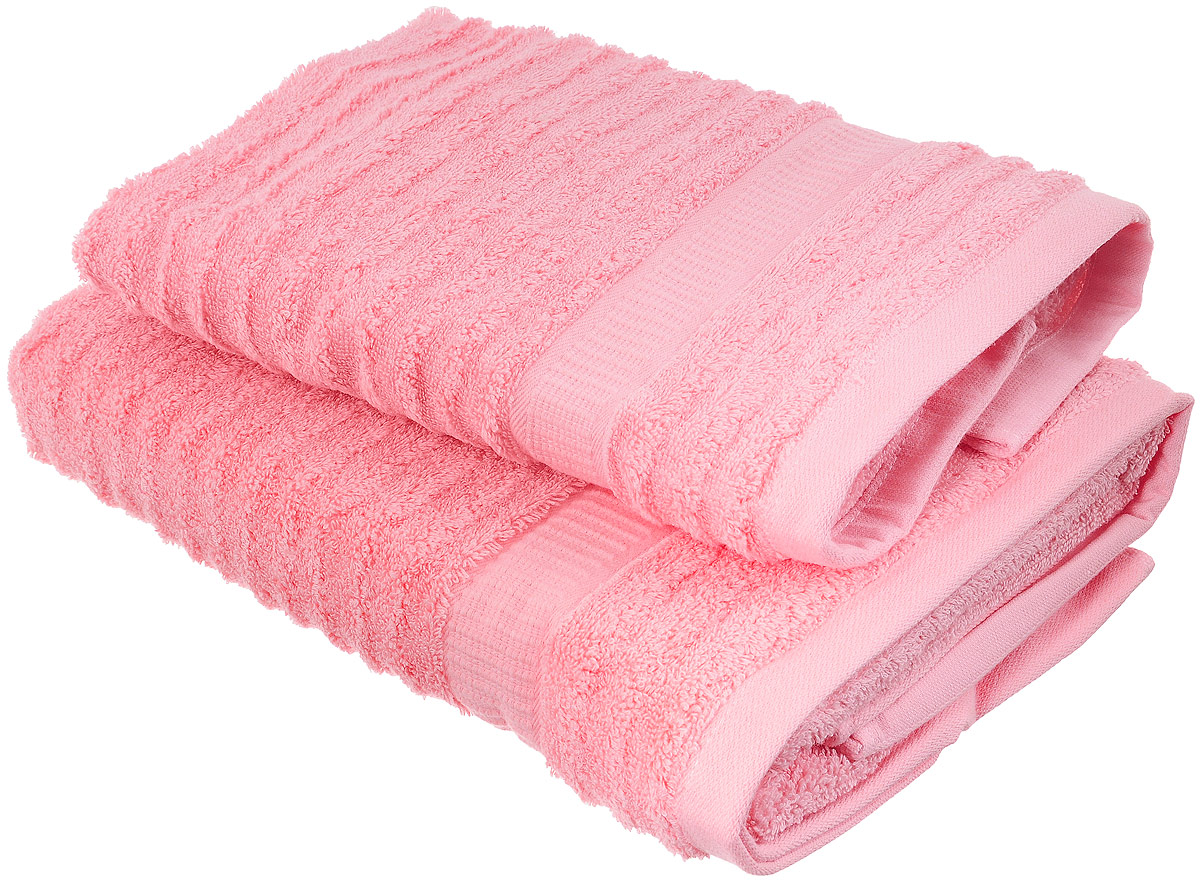 Набор хлопковых полотенец Home Textile, цвет: розовый, 2 штLX-OZ21 Набор хлопковых полотенец Home Textile, цвет: розовый, 2 штLX-OZ21Набор Home Textile состоит из двух полотенец разного размера, выполненных из качественной натуральной махры (100% хлопок). Полотенца имеют ворс различной длины, что создает рельефную текстуру, и классический бордюр. Мягкие и уютные, они прекрасно впитывают влагу и легко стираются. Кроме того, хлопковые полотенца отличаются высокой износоустойчивостью и долгим сроком службы. Такой набор полотенец подарит массу положительных эмоций и приятных ощущений.