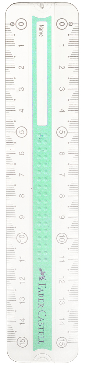 Faber-Castell Линейка Grip 15 см цвет зеленый171016_зеленый Faber-Castell Линейка Grip 15 см цвет зеленый171016_зеленыйЛинейка Grip на 15 см от немецкой компании Faber-Castell настолько прочная и удобная, что прекрасно подойдет как для школьного технического черчения, так и для более профессиональных измерительных или чертёжных работ. Изделие выполнено из качественного прозрачного пластика и имеет закругленные углы. Линейка прекрасно подходит как для левшей, так и для правшей благодаря наличию двух шкал с делениями (обычной и обратной).