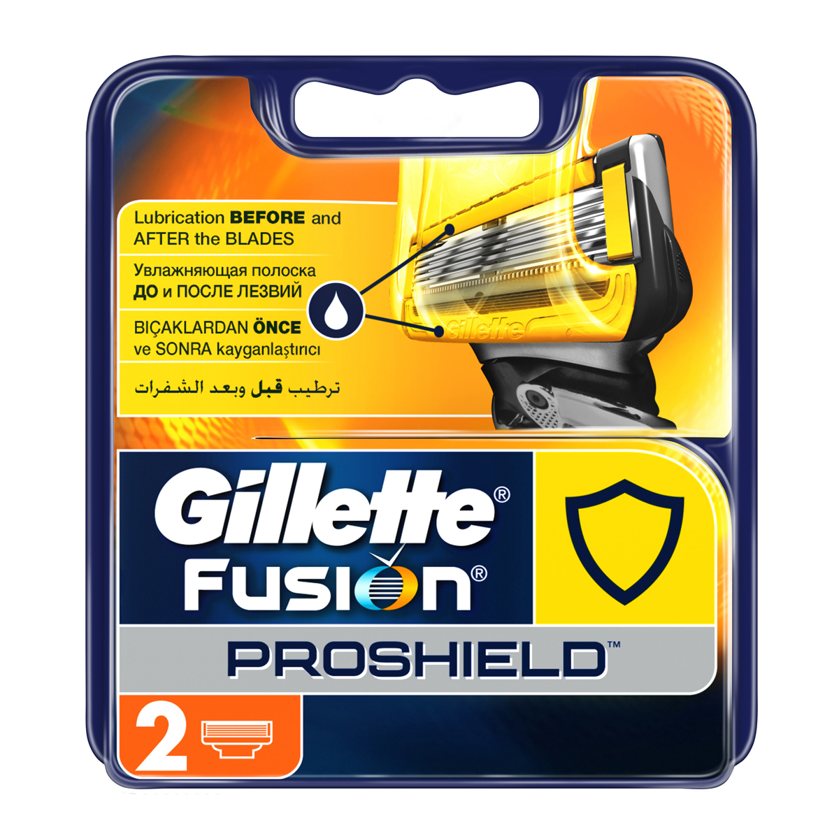 Gillette Сменные кассеты для мужской бритвы Fusion ProShield, 2 штGIL-81543450 Gillette Сменные кассеты для мужской бритвы Fusion ProShield, 2 штGIL-81543450Лезвия для мужской бритвы Gillette Fusion ProShield защищают во время бритья.Смазывающая полоска ProShield до и после бритья создает защитный слой, который снижает раздражение. Gillette Fusion ProShield — наиболее усовершенствованная бритва Gillette. Ищите желтые лезвия и ручку. Смазывающая полоска Gillette Fusion ProShield до и после бритья защищает от раздражения Пять точных лезвий сбривают волосы без усилий и с меньшим трением*, гарантируя максимальный комфорт (*в сравнении с Fusion) Точное лезвие-триммер на обратной стороне кассеты для придания более четкого контура 2 сменные кассеты Лезвия подходят для всех ручек Fusion и ProGlide
