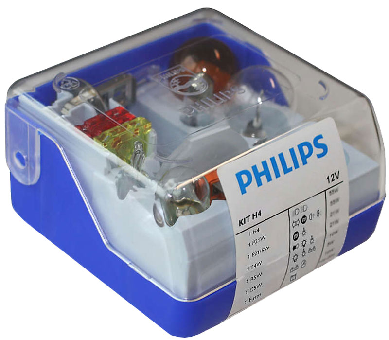 Комплект ламп Philips H4 Vision Single Kit: H4, P21W, P21/5W, PY21W, R5W, C5W, Т4W, Fuse 15A, Fuse 20A, Fuse 30A. 55005SKKM55005SKKM Комплект ламп Philips H4 Vision Single Kit: H4, P21W, P21/5W, PY21W, R5W, C5W, Т4W, Fuse 15A, Fuse 20A, Fuse 30A. 55005SKKM55005SKKMВ комплект Sing;e Kit входят лампы H4 для автомобильных фар, обеспечивающие на 30 % больше света. Наши лампы излучают мощный точно направленный луч света и характеризуются высокой светоотдачей, увеличивая видимость Вашего автомобиля на дороге.