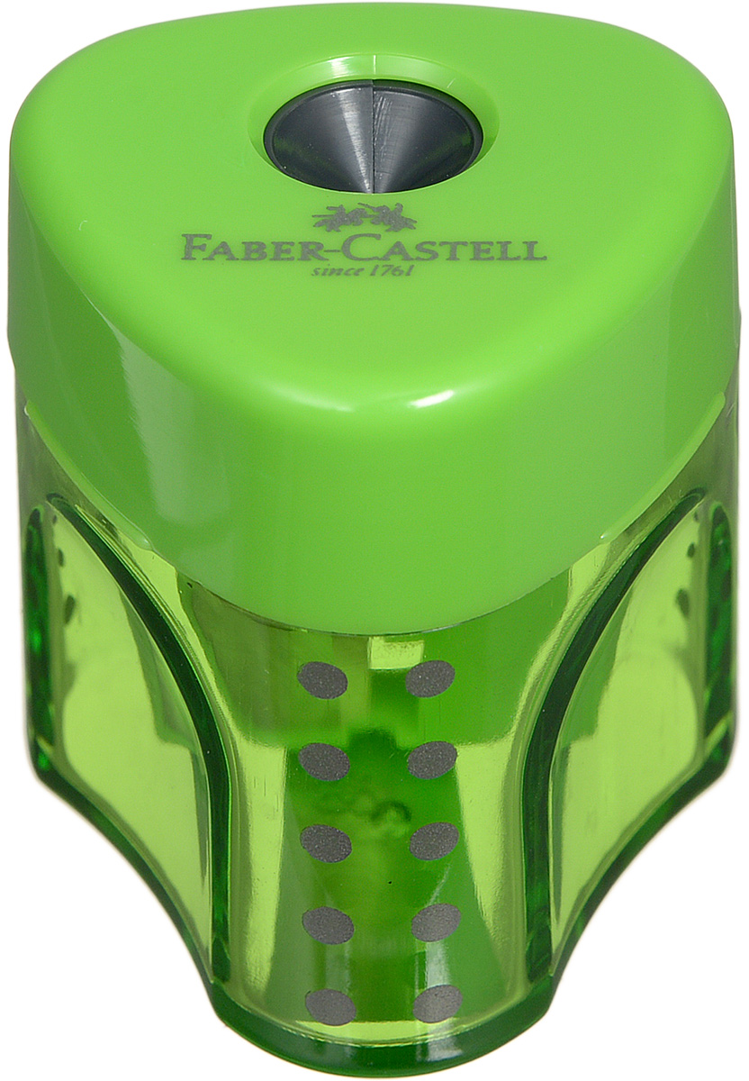 Faber-Castell Точилка Grip цвет зеленый 183403183403_зеленый Faber-Castell Точилка Grip цвет зеленый 183403183403_зеленыйТочилка с автоматическим закрытием Faber-Castell Grip предназначена для затачивания карандашей классического диаметра. Прозрачный контейнер позволяет визуально определить уровень заполнения и вовремя произвести очистку. Острые стальные лезвия на отделении обеспечивают высококачественную и точную заточку карандашей.