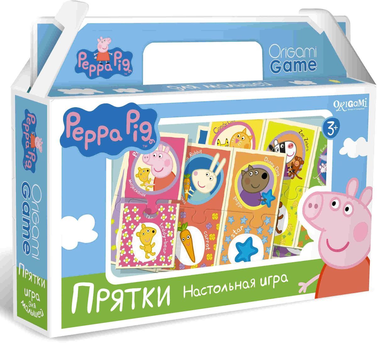 Оригами Обучающая игра Прятки 0157201572 Оригами Обучающая игра Прятки 0157201572«Прятки» - это настольная игра на развитие внимательности и ассоциативного ряда! Задачей ребенка будет найти совпадения картинок по цвету и рисунку, а пазловые замки не дадут совершить ошибку: неподходящие друг к другу элементы просто не состыкуются. Озвучивайте действия ребенка, так ему будет легче запомнить название предметов, цветов и героев мультсериала «Свинка Пеппа». Перед началом игры не забудьте хорошенько перемешать жетоны.