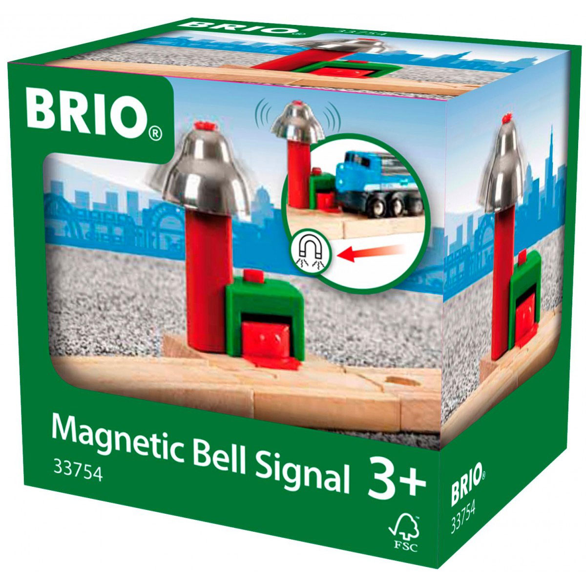 Brio Сигнальный колокольчик33754 Brio Сигнальный колокольчик33754Дополнительный элемент для развития железной дороги Сигнальный колокольчик предназначен для машинок и паровозиков Brio. Элемент представляет собой часть железной дороги со столбом, на котором установлен железный колокол. Когда поезда и машинки проезжают мимо, колокол издает мелодичный звук. Железные дороги позволяют ребенку не только получать удовольствие от игры, но и развивать пространственное воображение, мелкую моторику и координацию движений. Набор совместим со всеми железными дорогами и паровозиками Brio. Ваш малыш часами будет играть с набором, придумывая разные истории. Машинки и паровозики в комплект не входят.