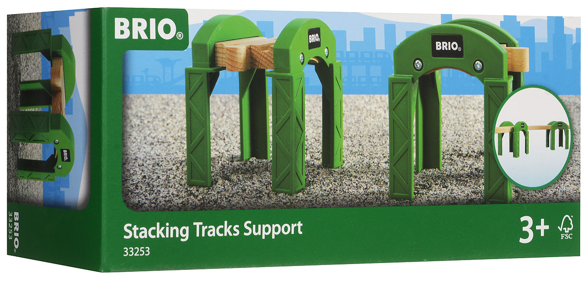 Brio Опорные арки 2 шт33253 Brio Опорные арки 2 шт33253Вашему ребенку обязательно пригодятся в игре с железной дорогой опорные арки Brio. Две пластиковые арки с деревянным железнодорожным полотном могут соединятся с рельсами Brio, благодаря чему малыш сможет построить мост или проложить пути на втором уровне. Железные дороги позволяют ребенку не только получать удовольствие от игры, но и развивать пространственное воображение, мелкую моторику и координацию движений.