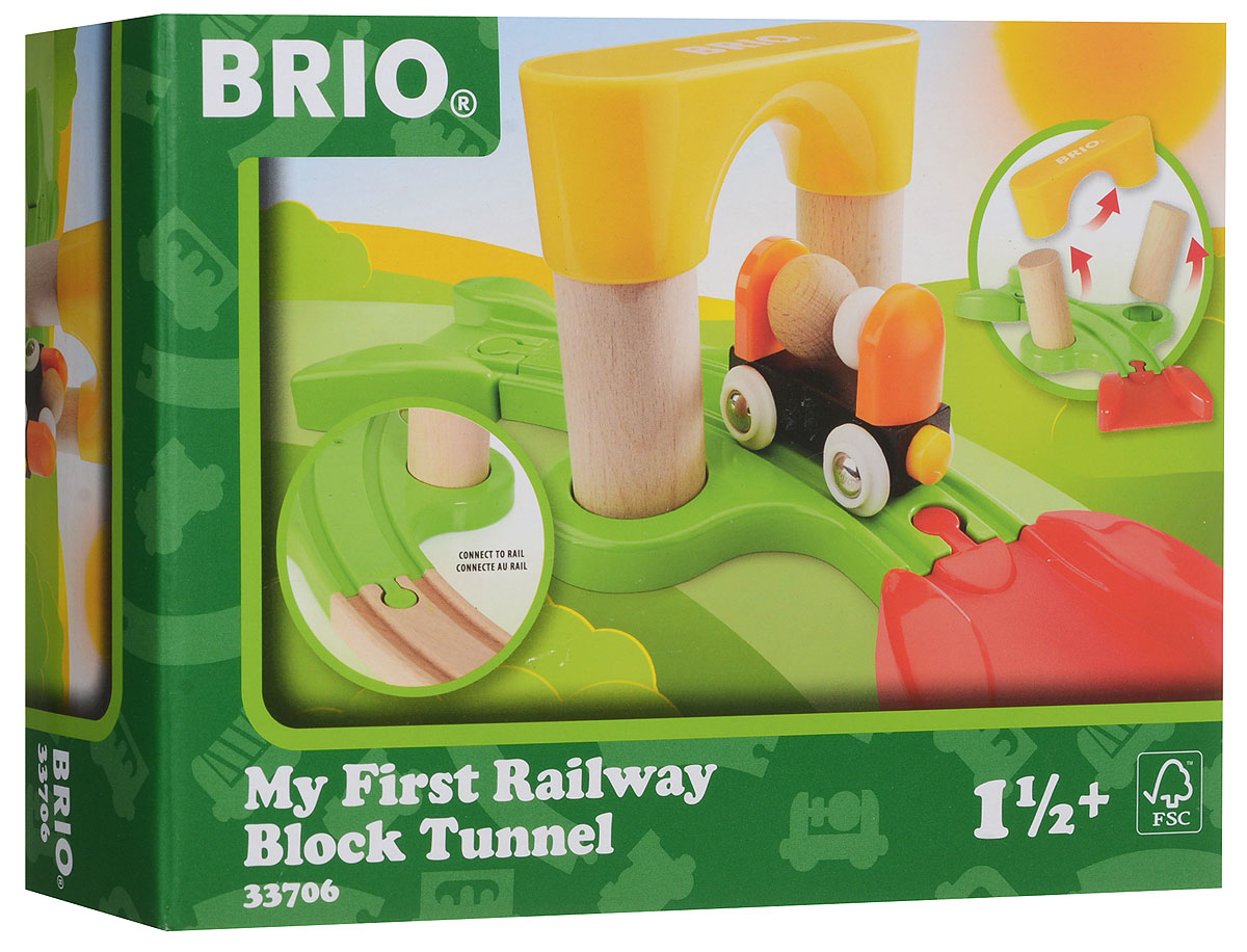 Brio Мой первый железнодорожный туннель33706 Brio Мой первый железнодорожный туннель33706В состав набора железной дороги Brio для самых маленьких входят 7 элементов. Перед игрой малышу надо будет собрать тоннель, после чего можно покатать вагончик-погремушку. Вагончик любой стороной легко присоединяется к паровозику с помощью магнитной сцепки, поэтому собрать железнодорожный состав сможет даже самый маленький ребёнок. При желании, данный набор можно будет дополнить любыми другими элементами железной дороги Brio.