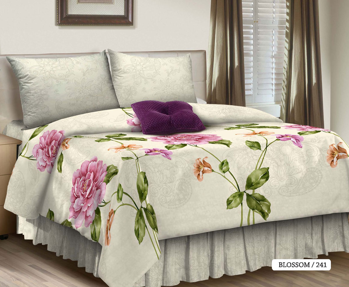 Комплект белья Seta "Blossom", 1,5-спальный, наволочки 70х70, цвет: серо-белый