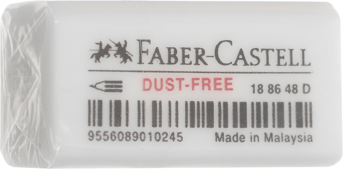 Faber-Castell Ластик Dust Free цвет белый187298 Faber-Castell Ластик Dust Free цвет белый187298Ластик Faber-Castell Dust Free - незаменимый аксессуар для любого школьника или студента. Качественный ластик из ПВХ в защитной упаковке не содержит фталаты, пригоден для графитных простых и цветных карандашей. Ластик имеет однородную структуру, не оставляет грязи, не портит бумагу. Благодаря компактному размеру, ластик помещается в любой школьный пенал.