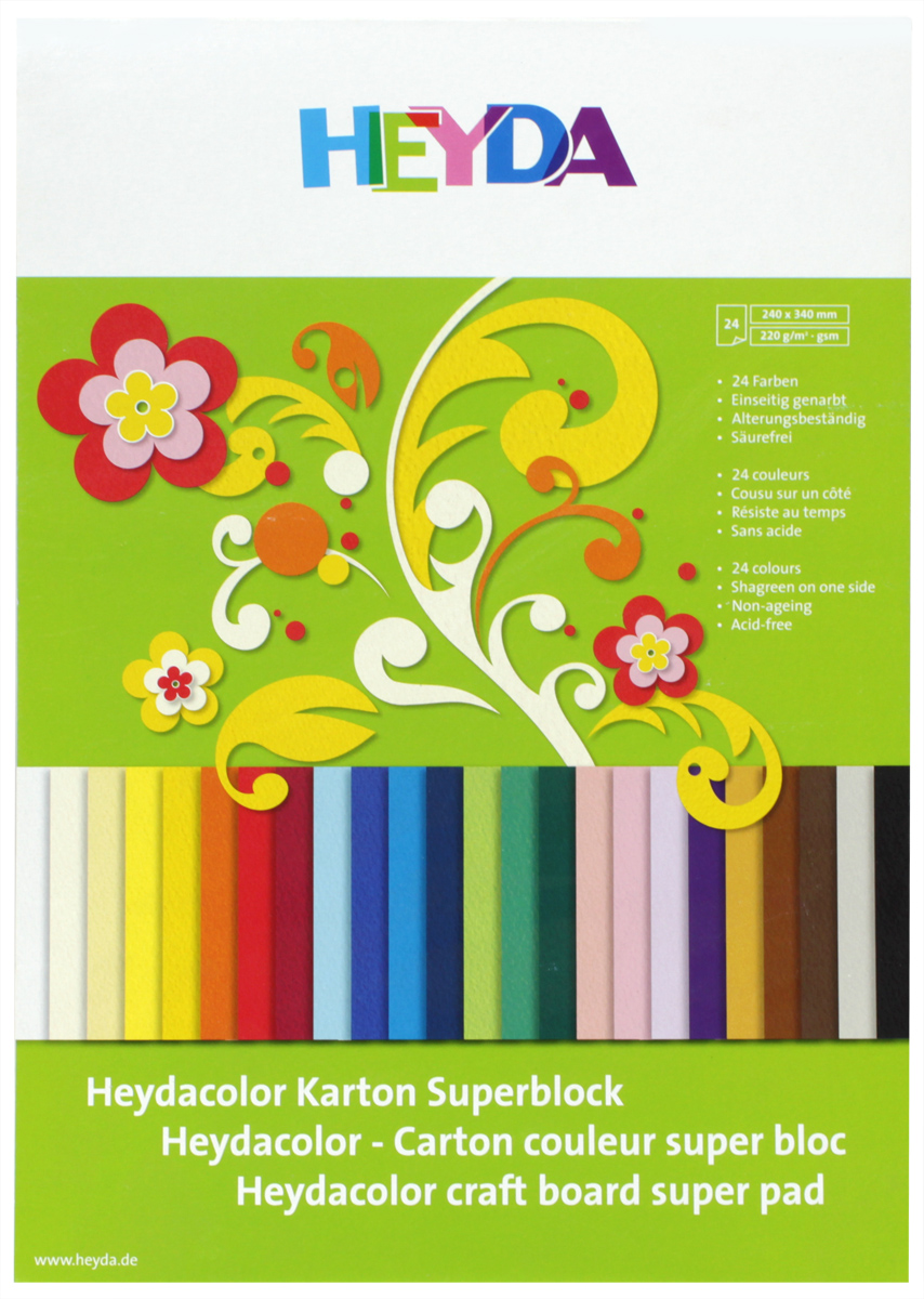 Heyda Цветной картон 24 листа51718-09\BCD-Heyda Heyda Цветной картон 24 листа51718-09\BCD-HeydaНабор цветного картона Heyda позволит создавать всевозможные аппликации и поделки. Набор включает 24 листа одностороннего цветного картона размера 24 см х 34 см. Создание поделок из цветного картона позволяет ребенку развивать творческие способности, кроме того, это увлекательный досуг.