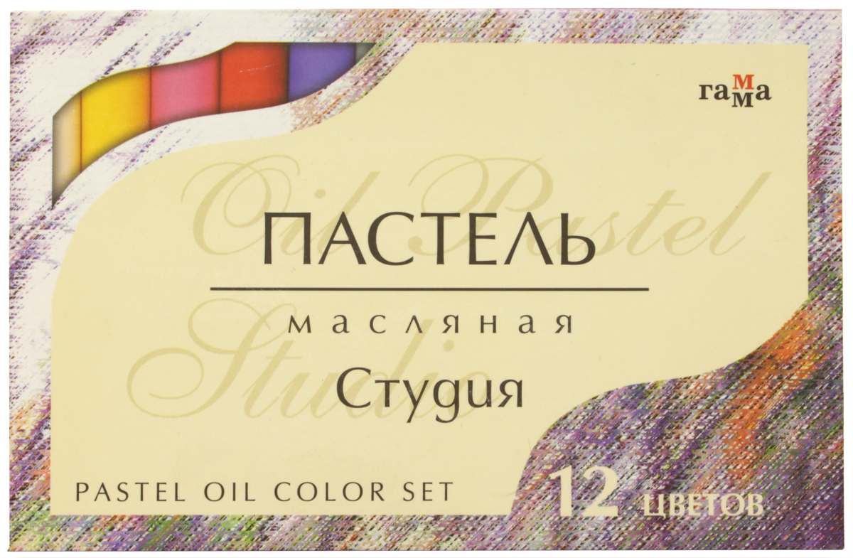 Гамма Пастель масляная Студия 12 цветов0.60.К012.001 Гамма Пастель масляная Студия 12 цветов0.60.К012.001Предназначена для живописи.Размер 7 х 110 мм. Мягкие масляные мелки с круглым сечением, широкой цветовой гаммы для художественных работ. Пигмент грифеля обеспечивает особую яркость и насыщенность цветов и мягкое нанесение штрихов, грифель устойчив к механическим деформациям, не ломается, не крошится.