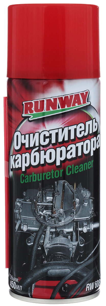 Очиститель карбюратора Runway, 450 млRW6081 Очиститель карбюратора Runway, 450 млRW6081Очиститель карбюратора Runway предназначен для быстрой и качественной очистки от нагара, углеродистых отложений и грязи систем и деталей карбюратора - системы холостого хода, каналов карбюратора, дроссельных заслонок, воздушных и топливных жиклеров, впускных клапанов и днищ поршней. Нормализует впрыск топлива без разборки карбюратора. Позволяет отрегулировать карбюратор для достижения минимального расхода бензина и снижения токсичности выхлопа. Рекомендуется производить чистку каждые 3000 км или по мере необходимости. Очиститель адаптирован для чистки карбюраторов российского производства. Безопасен для кислородных датчиков и каталитических нейтрализаторов. Товар сертифицирован.