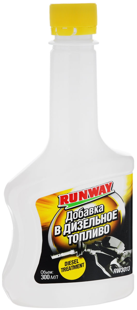 Добавка в дизельное топливо Runway, 300 млRW3013 Добавка в дизельное топливо Runway, 300 млRW3013Добавка Runway повышает цетановое число дизельного топлива. Очищает, смазывает и препятствует засорению форсунок двигателя. Удаляет влагу из топливного бака и топливной системы. Уменьшает образование отложений и препятствует коррозии топливной системы. Облегчает запуск и эксплуатацию дизельного двигателя зимой.