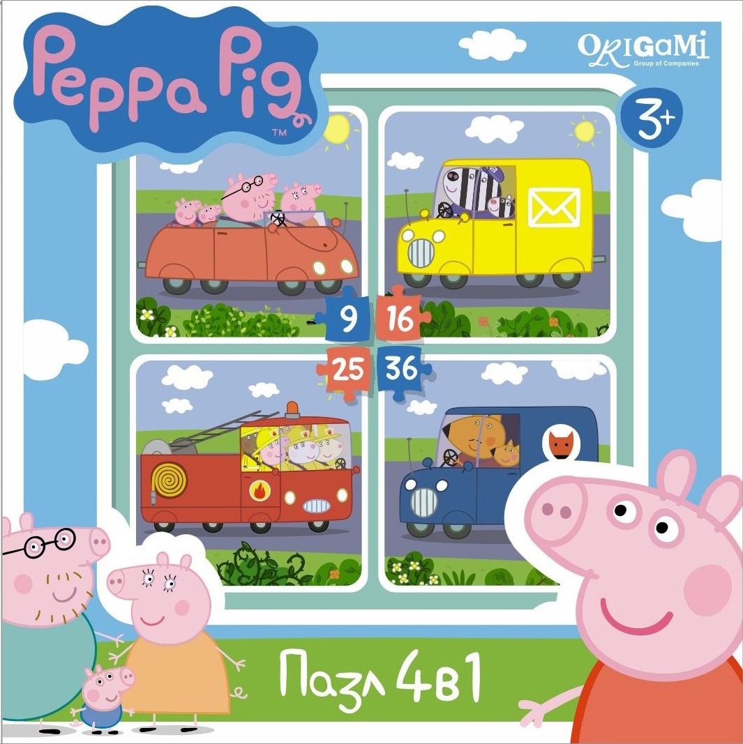 Оригами Пазл для малышей Peppa Pig 4 в 1 Транспорт01597 Оригами Пазл для малышей Peppa Pig 4 в 1 Транспорт01597Пазл Peppa Pig 4 в 1 (на 9, 16, 25, 36 деталей). Пазл сделан специально для маленьких детей. Начинайте сборку с пазла на 9 элементов, постепенно усложняя задачу до 25 элементов. Ребенок шаг за шагом будет тренировать пространственное мышление, моторику рук.