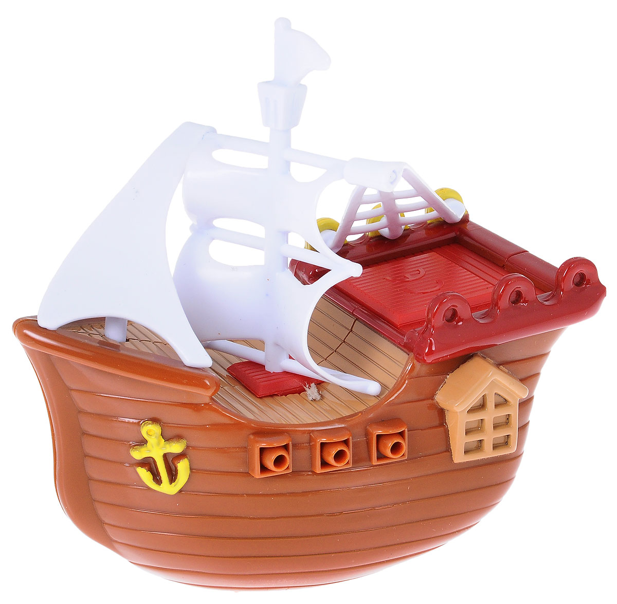 Navystar Игрушка для ванной Фрегат цвет коричневый63985-1-B_коричневый Navystar Игрушка для ванной Фрегат цвет коричневый63985-1-B_коричневыйИгрушка для ванной Navystar Фрегат обрадует вашего малыша во время купания и сделает этот порой нелегкий процесс приятным и веселым. Игрушка выполнена в виде деревянного фрегата с парусами и пушками. С помощью встроенного ключика малыш сможет запустить вращение винта, и кораблик начнет плавать. Игрушка для ванной Navystar Фрегат не только развеселит вашего малыша, но и поможет развить мелкую моторику.
