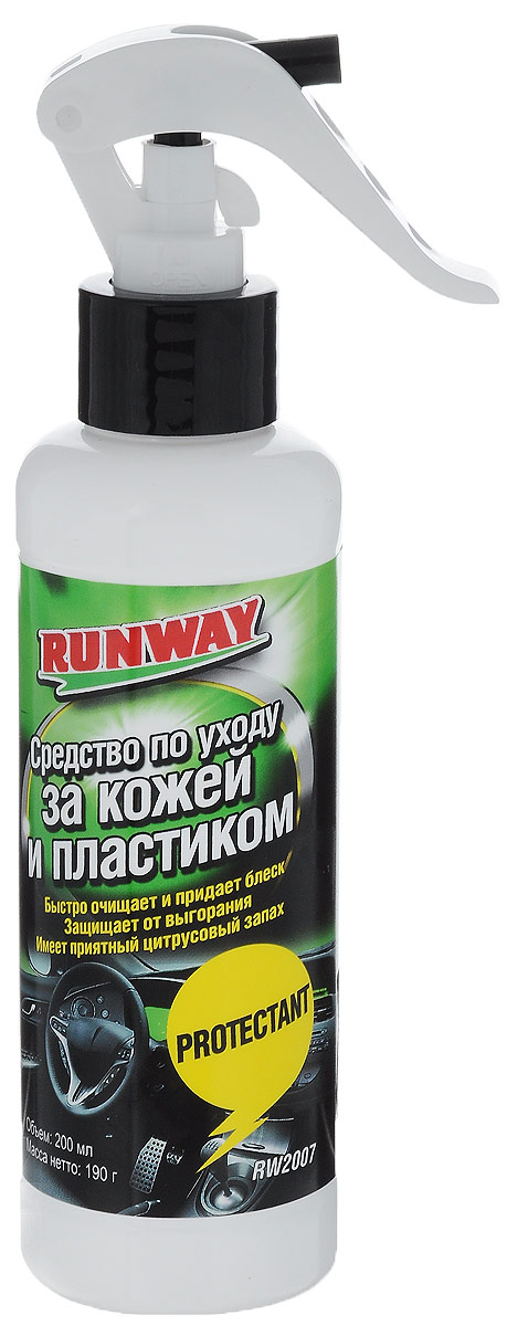 Средство для ухода за кожей и пластиком Runway, 200 млRW2007 Средство для ухода за кожей и пластиком Runway, 200 млRW2007Благодаря своей уникальной формуле, средство Runway быстро очищает и придает блеск изделиям из кожи, пластика, винила и резины. Защищает изделия от выгорания, помутнения, высыхания и растрескивания. Обладает хорошими антистатическими свойствами. Имеет приятный цитрусовый запах. Товар сертифицирован.
