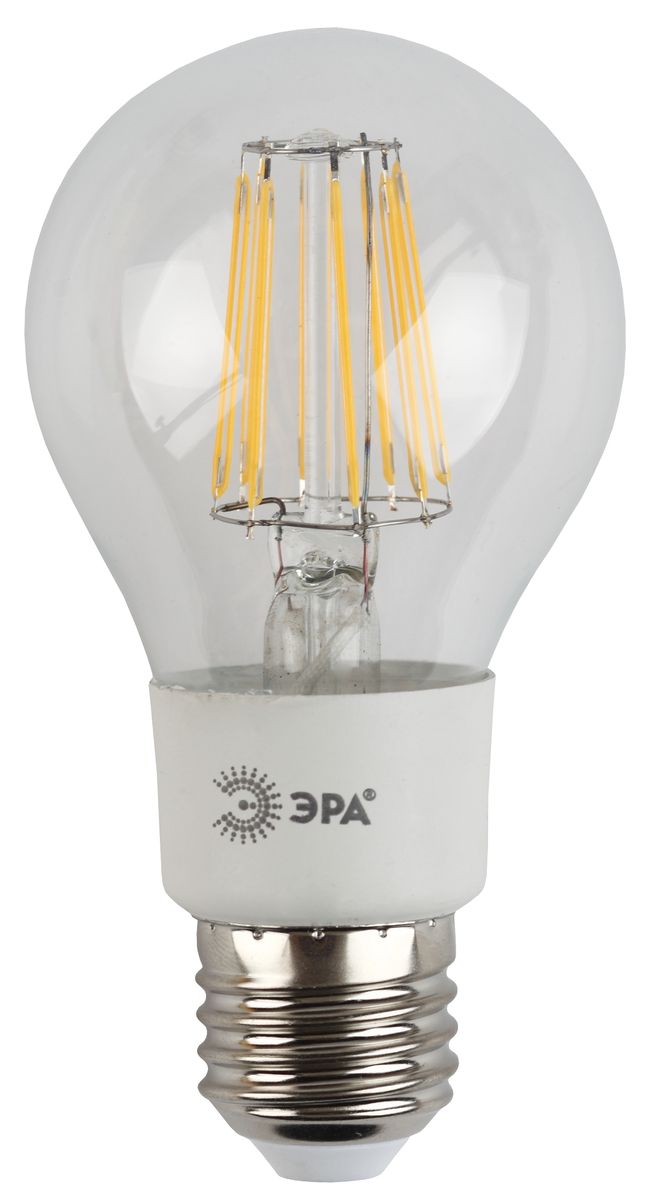 Лампа светодиодная ЭРА F-LED, цоколь E27, 170-265V, 5W, 2700К. A60-5w-827-E275055398686119 Лампа светодиодная ЭРА F-LED, цоколь E27, 170-265V, 5W, 2700К. A60-5w-827-E275055398686119Светодиодная лампа ЭРА F-LED является самым перспективным источником света. Основным преимуществом данного источника света является длительный срок службы и очень низкое энергопотребление, так, например, по сравнению с обычной лампой накаливания светодиодная лампа служит в среднем в 50 раз дольше и потребляет в 10-15 раз меньше электроэнергии. При этом светодиодная лампа практически не подвержена механическому воздействию из-за прочной конструкции и позволяет получить любой цвет светового потока, что, несомненно, расширяет возможности применения и позволяет создавать новые решения в области освещения. Максимально похожа на лампу накаливания, может использоваться в дизайнерских интерьерах. Угол рассеивания светового потока 360 градусов.