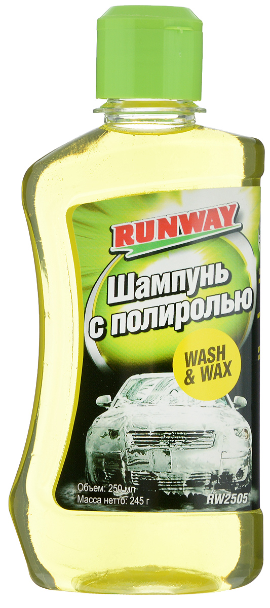 Шампунь с полиролью Runway, 250 млRW2505 Шампунь с полиролью Runway, 250 млRW2505Благодаря концентрированному шампуню Runway с добавлением карнаубы поверхность приобретает великолепный блеск без дополнительной полировки. Идеально подходит для любого типа лакокрасочного покрытия. Хорошо растворяется как в теплой, так и в холодной воде. Не оставляет разводов после мытья. Товар сертифицирован.