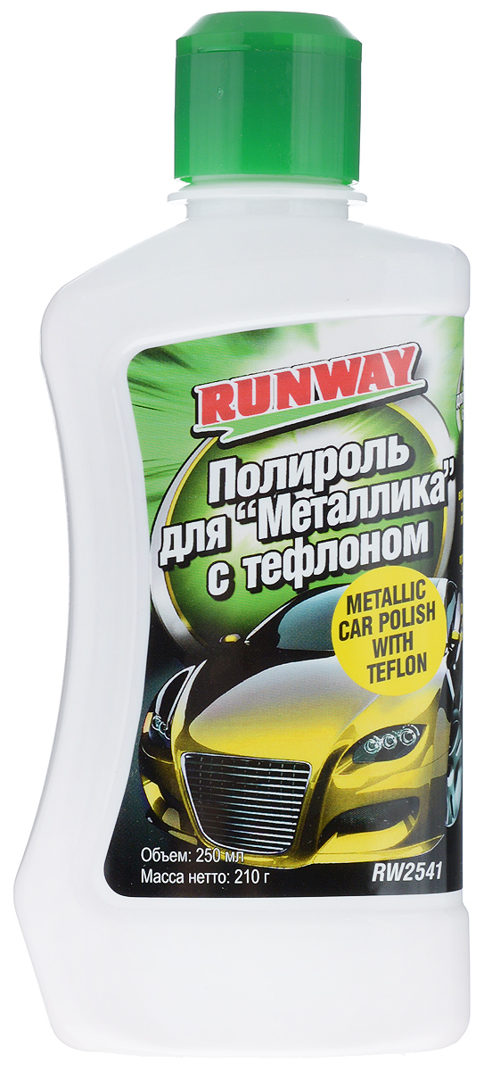Полироль для металлика с тефлоном Runway, 250 млRW2541 Полироль для металлика с тефлоном Runway, 250 млRW2541Полироль Runway - это профессиональный состав, разработанный специально для покрытий типа металлик. Благодаря мягким неабразивным очистителям быстро и безопасно удаляет въевшиеся загрязнения с прозрачного лакового слоя краски металлик. За счет высокого содержания тефлона состав придает обработанной поверхности превосходный блеск и надежную защиту от климатических воздействий, дорожных химикатов и ультрафиолетового излучения. После обработки поверхность кузова приобретает высокие водо- и грязеотталкивающие свойства. Выдерживает многочисленные мойки. Может использоваться для любого цвета лакокрасочного покрытия. Подходит для ручной и машинной полировки. Товар сертифицирован.