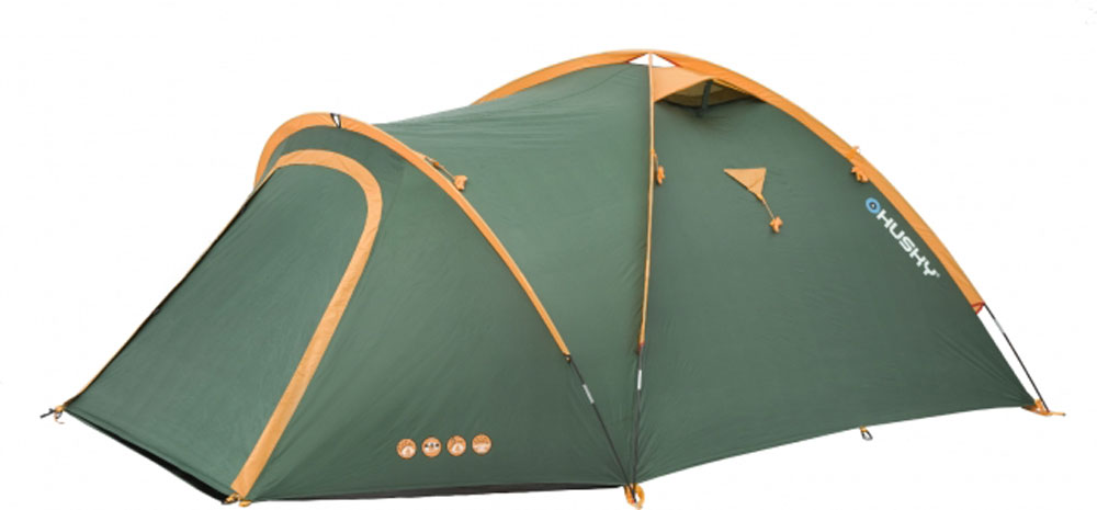 Палатка туристическая Husky BIZON 4 CLASSIC, цвет: зеленыйУТ-000069921 Палатка туристическая Husky BIZON 4 CLASSIC, цвет: зеленыйУТ-000069921Палатка BIZON 4 CLASSIC (НОВИНКА) Бюджетный вариант проверенной палатки BIZON 4 с наружным расположением дуг. По сравнению с основной моделью пол выполнен из армированного полиэтилена. Самая практичная палатка линии outdoor коллекции HUSKY. Традиционная конструкция с тремя стойками дает достаточно места в тамбуре для вещей или готовки еды. Возможна установка только тента, без внутренней палатки. Подходит для легкого пешего туризма и кемпинга. Вес: 4,4 кг/ 4,9 кг Кол-во чел.: 4 Кол-во входов: 2 Высота: 130 см Длина: 420 см Ширина: 280 см Размер спальни: 260х220см Размеры в сложенном виде: 45х18 см - Ленточные швы - Застежка-молния с двойным ходом - Фибергласовые дуги (durawrap), диаметр 8,5 мм - Комфортная вентиляционная система - Наружный тент - из полиэстера 185Т, водостойкость 3000 мм.вд.ст - Внутренний тент - дышащий нейлон 190Т, противомоскитные сетки - Пол - армированный полиэтилен, водостокость 5000...