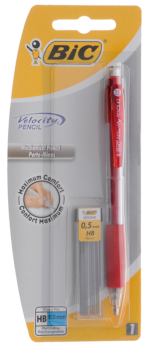 Bic Карандаш механический Velocity со сменными грифелями цвет корпуса красныйB839626_красный Bic Карандаш механический Velocity со сменными грифелями цвет корпуса красныйB839626_красныйМеханический карандаш Bic Velosity со сменными грифелями будет вашим незаменимым помощников в офисе и дома. Карман не испачкается благодаря выдвижному пишущему узлу. Прорезиненный грип исключает скольжение пальцев во время письма, обеспечивая комфорт. Специальный ластик для графита встроен в кнопку. В комплект также входит контейнер с 12 запасными грифелями.