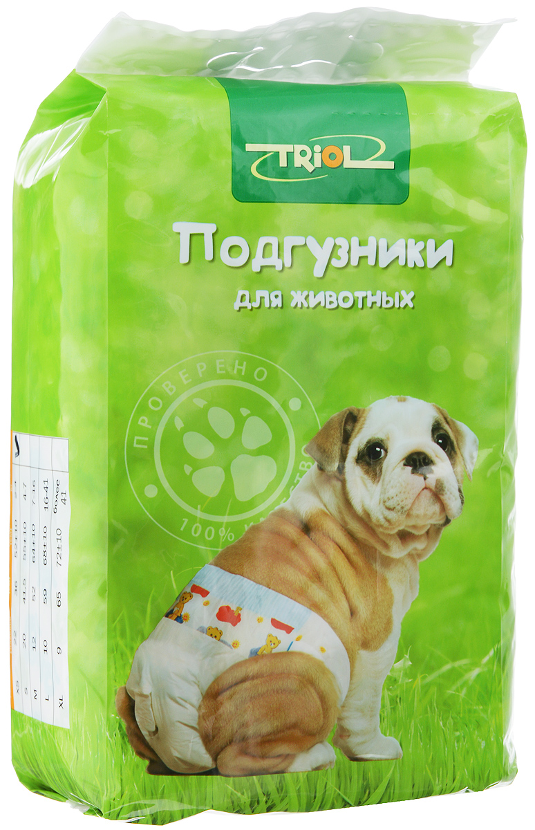Подгузники для домашних животных "Triol", 2-4 кг, 22 шт. Размер XS Подгузники для домашних животных "Triol", 2-4 кг, 22 шт. Размер XS