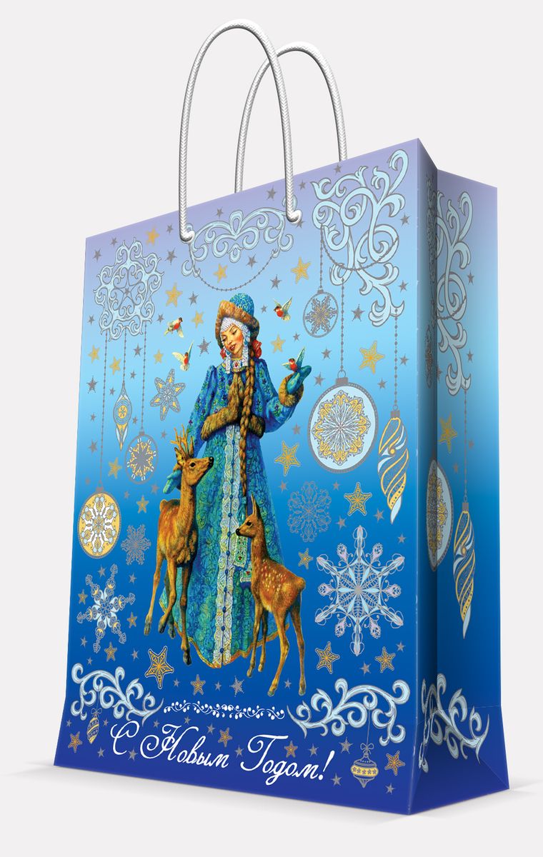 Пакет подарочный Magic Time Снегурочка и оленята, цвет: синий, 17, 8 х 22,9 х 9,8 см41972 Пакет подарочный Magic Time Снегурочка и оленята, цвет: синий, 17, 8 х 22,9 х 9,8 см41972Пакет бумажный СНЕГУРОЧКА И ОЛЕНЯТА для сувенирной продукции, с ламинацией, с шириной основания 17.8 см, плотность бумаги 140 г/м2 / 17,8х22,9х9,8